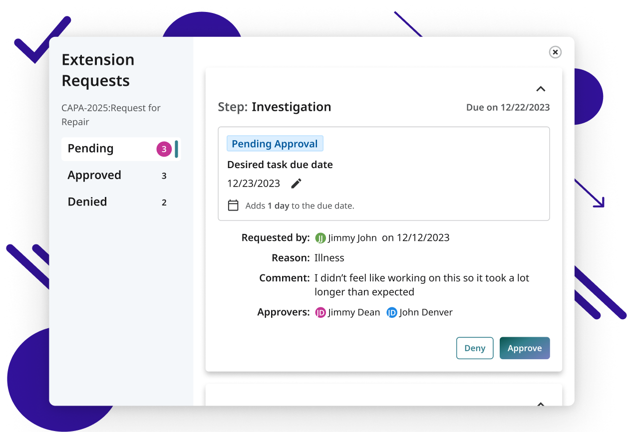 Due Date Extensions interface preview